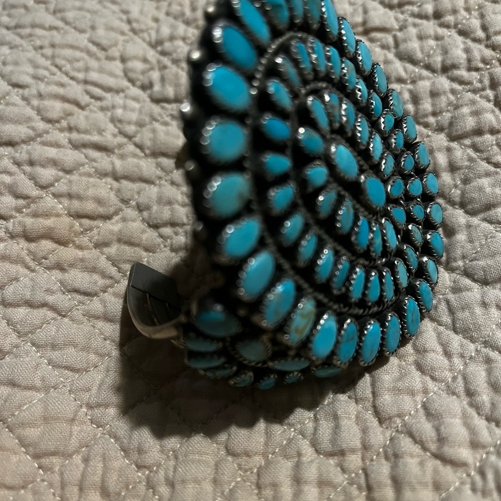 Turquoise Silver Statement Cuff - image 1